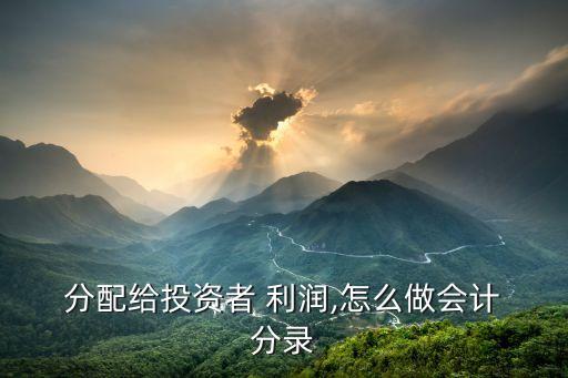  分配給投資者 利潤,怎么做會計 分錄