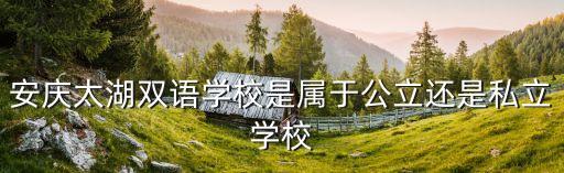 安慶太湖雙語學(xué)校是屬于公立還是私立學(xué)校