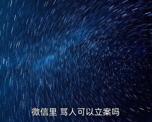 微信里 罵人可以立案嗎