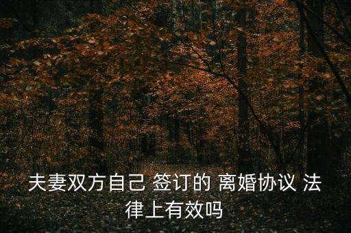 夫妻雙方自己 簽訂的 離婚協(xié)議 法律上有效嗎