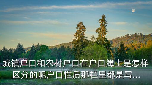 城鎮(zhèn)戶口和農(nóng)村戶口在戶口簿上是怎樣區(qū)分的呢戶口性質(zhì)那欄里都是寫...