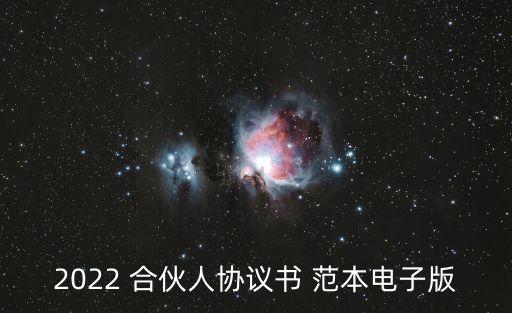 2022 合伙人協(xié)議書 范本電子版