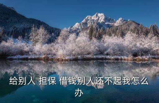 給別人 擔保 借錢別人還不起我怎么辦