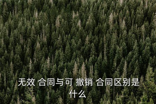 合同無效制度和可撤銷制度的區(qū)別