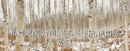 私自更改 合同,是不是違法,該如何處理