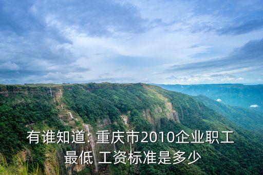 有誰知道: 重慶市2010企業(yè)職工 最低 工資標準是多少