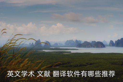 英文學(xué)術(shù) 文獻(xiàn) 翻譯軟件有哪些推薦