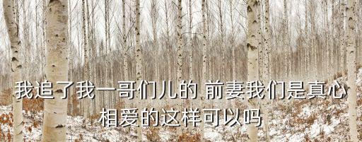 我追了我一哥們兒的 前妻我們是真心相愛的這樣可以嗎