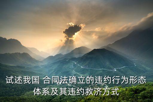 試述我國 合同法確立的違約行為形態(tài)體系及其違約救濟方式