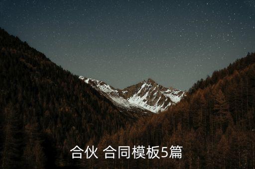 合伙 合同模板5篇
