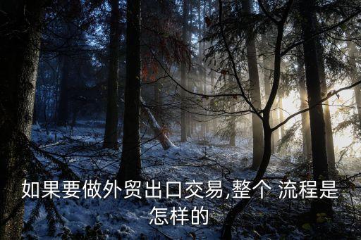 如果要做外貿(mào)出口交易,整個 流程是怎樣的