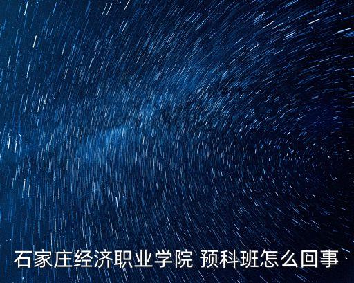 石家莊經(jīng)濟(jì)職業(yè)學(xué)院 預(yù)科班怎么回事