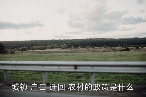 城鎮(zhèn) 戶口 遷回 農(nóng)村的政策是什么