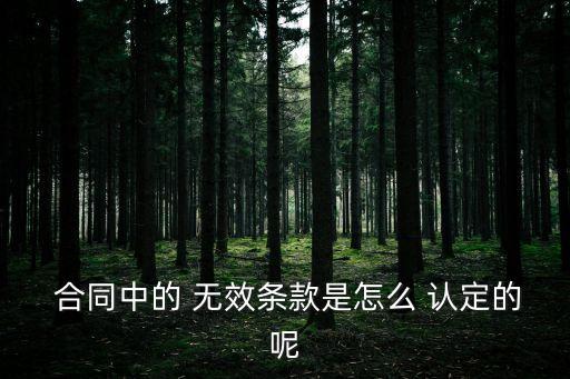  合同中的 無效條款是怎么 認定的呢