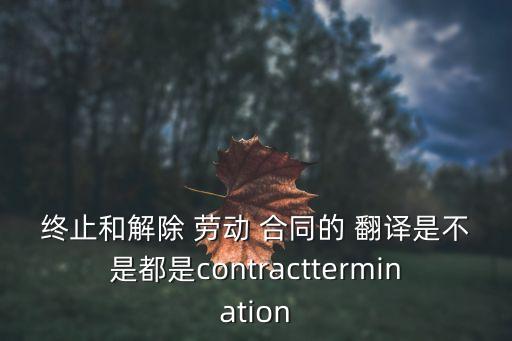 終止和解除 勞動(dòng) 合同的 翻譯是不是都是contracttermination