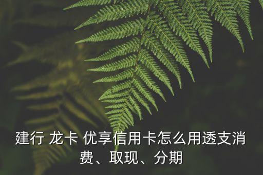 建行 龍卡 優(yōu)享信用卡怎么用透支消費、取現(xiàn)、分期