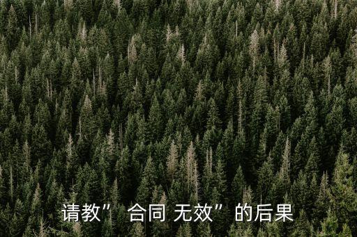 請(qǐng)教” 合同 無效”的后果