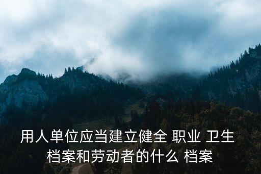 職業(yè)衛(wèi)生檔案,用人單位應(yīng)建立哪幾類(lèi)職業(yè)衛(wèi)生檔案