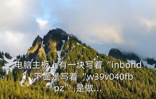 電腦主板上有一塊寫著“inbond”,下面是寫著“w39v040fbpz”,是做...