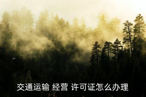 交通運(yùn)輸 經(jīng)營(yíng) 許可證怎么辦理