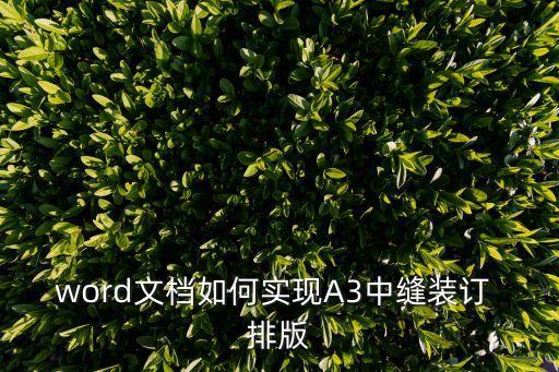 word文檔如何實(shí)現(xiàn)A3中縫裝訂 排版