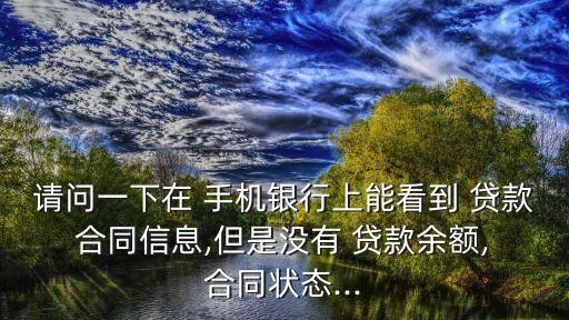 請問一下在 手機(jī)銀行上能看到 貸款 合同信息,但是沒有 貸款余額, 合同狀態(tài)...