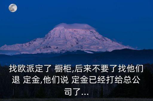 找歐派定了 櫥柜,后來(lái)不要了找他們退 定金,他們說(shuō) 定金已經(jīng)打給總公司了...