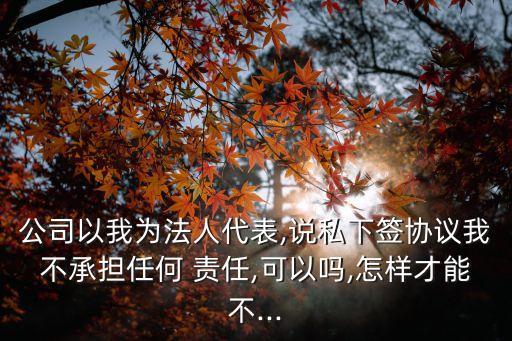 公司以我為法人代表,說私下簽協(xié)議我不承擔(dān)任何 責(zé)任,可以嗎,怎樣才能不...