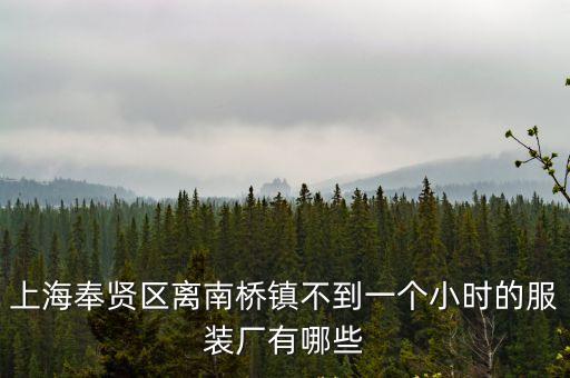上海奉賢區(qū)離南橋鎮(zhèn)不到一個(gè)小時(shí)的服裝廠有哪些