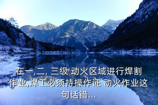 在一,二, 三級(jí) 動(dòng)火區(qū)域進(jìn)行焊割作業(yè),焊工必須持操作證 動(dòng)火作業(yè)這句話錯(cuò)...