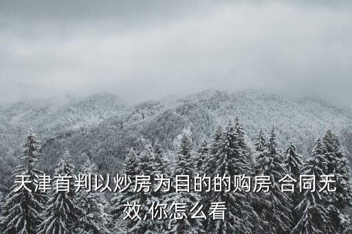 天津首判以炒房為目的的購(gòu)房 合同無(wú)效,你怎么看