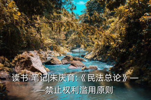 讀書 筆記|朱慶育:《民法總論》——禁止權(quán)利濫用原則