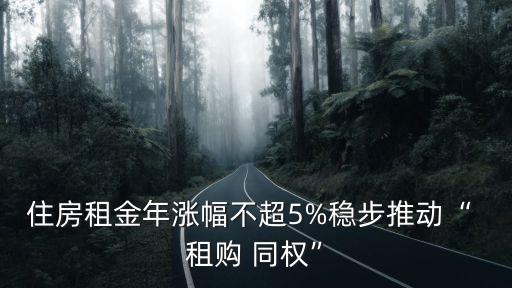 住房租金年漲幅不超5%穩(wěn)步推動“ 租購 同權(quán)”