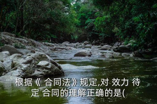 根據(jù)《 合同法》規(guī)定,對(duì) 效力 待定 合同的理解正確的是(