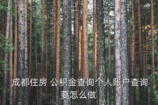  成都住房 公積金查詢個人賬戶查詢要怎么做