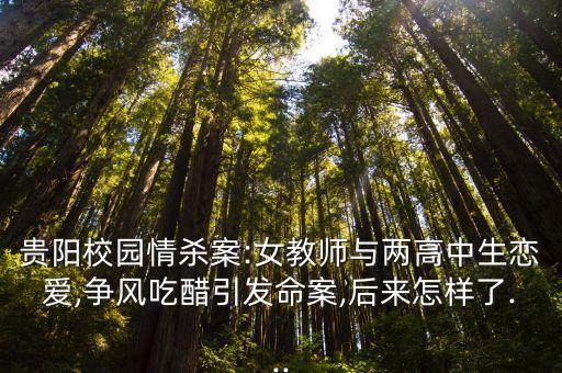 貴陽校園情殺案:女教師與兩高中生戀愛,爭風吃醋引發(fā)命案,后來怎樣了...
