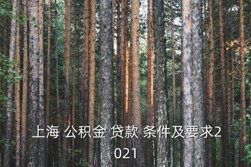  上海 公積金 貸款 條件及要求2021