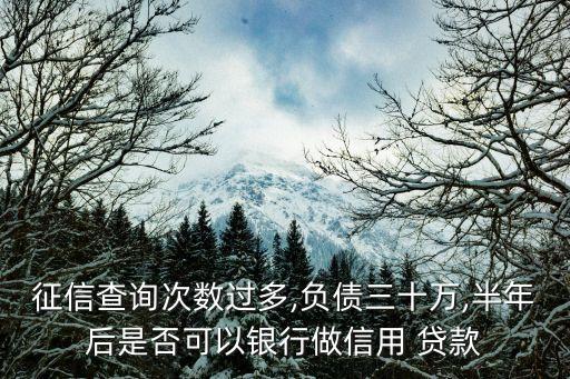 征信查詢次數(shù)過多,負(fù)債三十萬,半年后是否可以銀行做信用 貸款