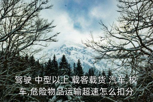 駕駛 中型以上 載客載貨 汽車,校車,危險物品運(yùn)輸超速怎么扣分