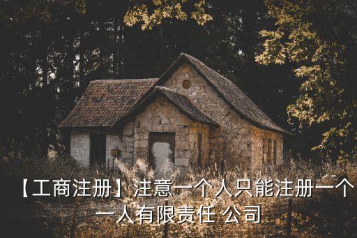 【工商注冊】注意一個人只能注冊一個一人有限責任 公司