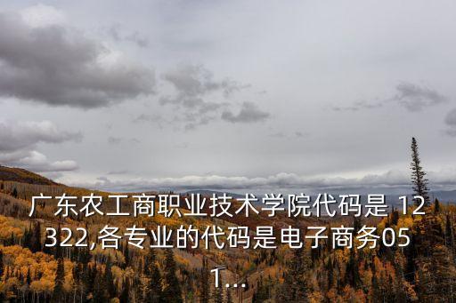 廣東農(nóng)工商職業(yè)技術(shù)學(xué)院代碼是 12322,各專業(yè)的代碼是電子商務(wù)051...