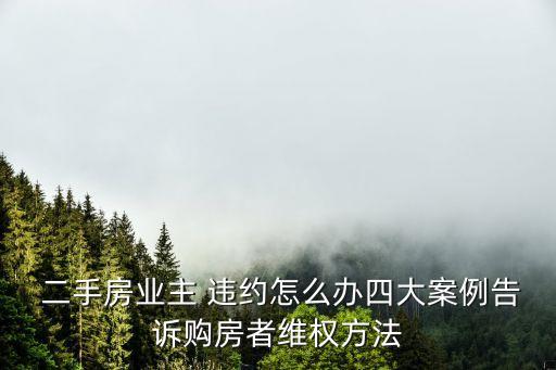  二手房業(yè)主 違約怎么辦四大案例告訴購房者維權(quán)方法