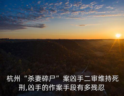  杭州“殺妻碎尸”案兇手二審維持死刑,兇手的作案手段有多殘忍