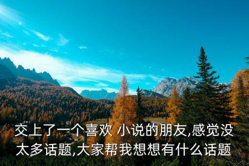 交上了一個喜歡 小說的朋友,感覺沒太多話題,大家?guī)臀蚁胂胗惺裁丛掝}