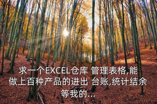 求一個EXCEL倉庫 管理表格,能做上百種產(chǎn)品的進出 臺賬,統(tǒng)計結(jié)余等我的...