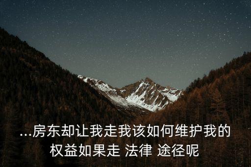 ...房東卻讓我走我該如何維護(hù)我的權(quán)益如果走 法律 途徑呢