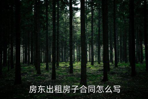  房東出租房子合同怎么寫