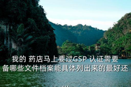 我的 藥店馬上要過GSP 認(rèn)證需要備哪些文件檔案能具體列出來的最好還...