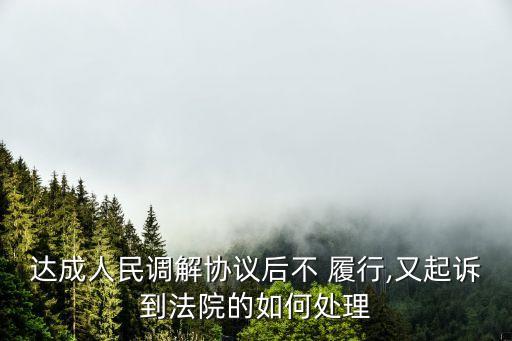 達(dá)成人民調(diào)解協(xié)議后不 履行,又起訴到法院的如何處理