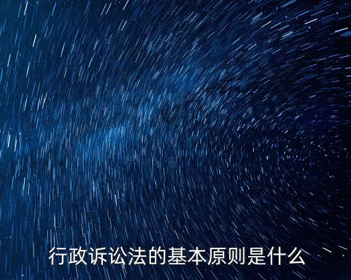  行政訴訟法的基本原則是什么
